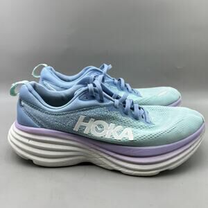 Hoka One One Bondi 8 Running Shoes Women Size 9.5 Blue Purple Cushion Sneakers